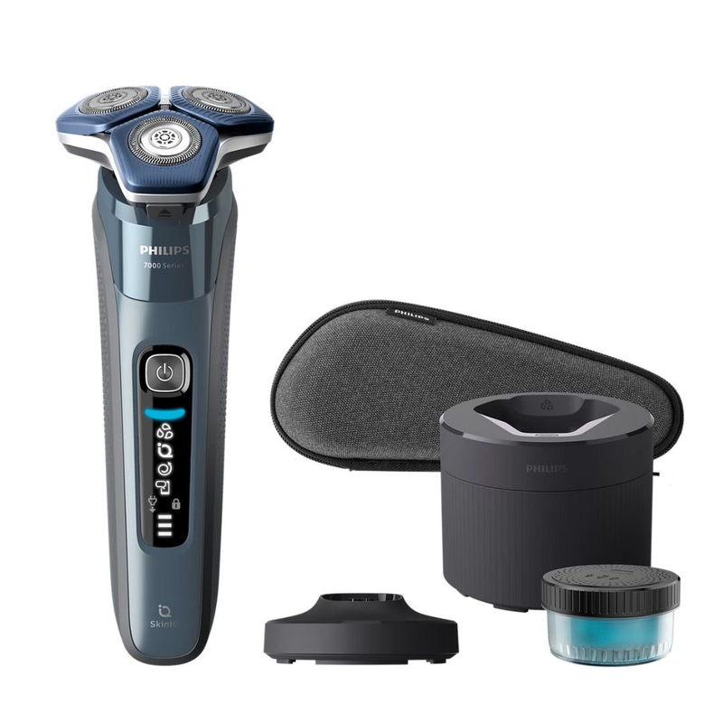 Product image: Philips series 7000 επαναφορτιζόμενη περιστρεφόμενη ξυριστική μηχανή προσώπου με κεφαλές, τεχνολογία skiniq, αισθητήρα ανίχνευσης πυκνότητας, αυτοακονιζόμενες λεπίδες 360-d, bluetooth & έως 60 λεπτά χρόνο λειτουργίας s7882/55, , medium-null