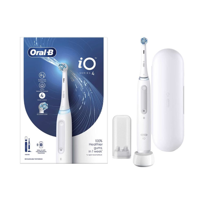 Oral-b io4 ηλεκτρική οδοντόβουρτσα λευκή με 4 λειτουργίες καθαρισμού και θήκη ταξιδίου, , medium