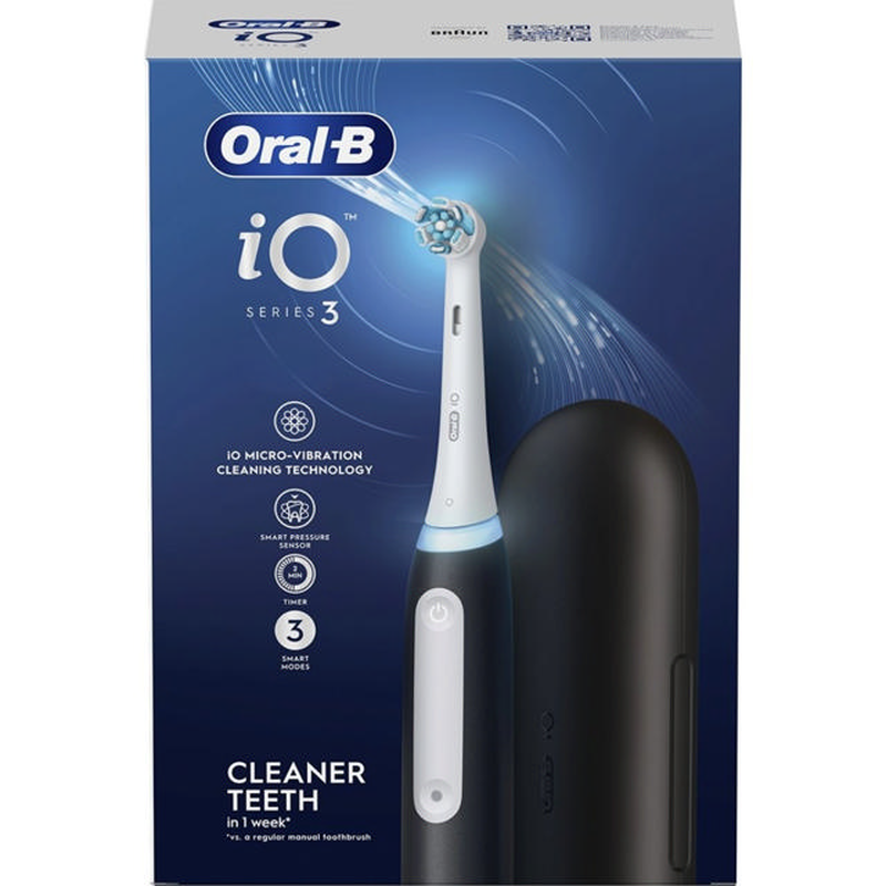Oral b electric toothbrush io series 3 with case - black, , medium-null
