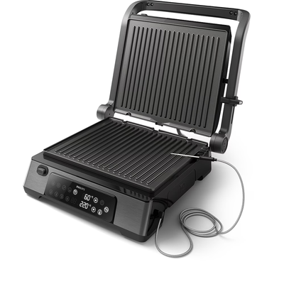 Philips hd6307/70 contact grill 1500w non-stick plate, Black / Metal, medium
