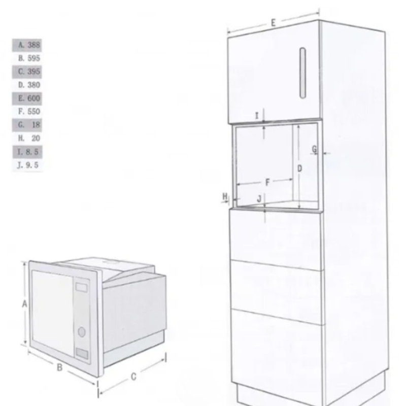 Product image: Midea εντοιχιζόμενος φούρνος μικροκυμάτων 25l 900w με grill, 2 λειτουργίες θέρμανσης & 8 προγράμματα, μαύρο tg925e3bk, , medium-null