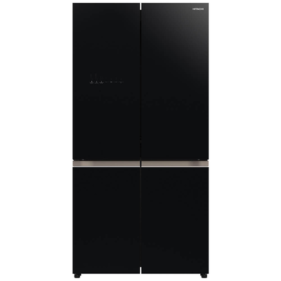 Hitachi french bottom freezer deluxe 569l vacuum compartment & auto ice maker - glass black, , medium