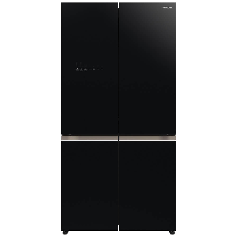 Hitachi french bottom freezer deluxe 569l vacuum compartment & auto ice maker - glass black, , medium-null