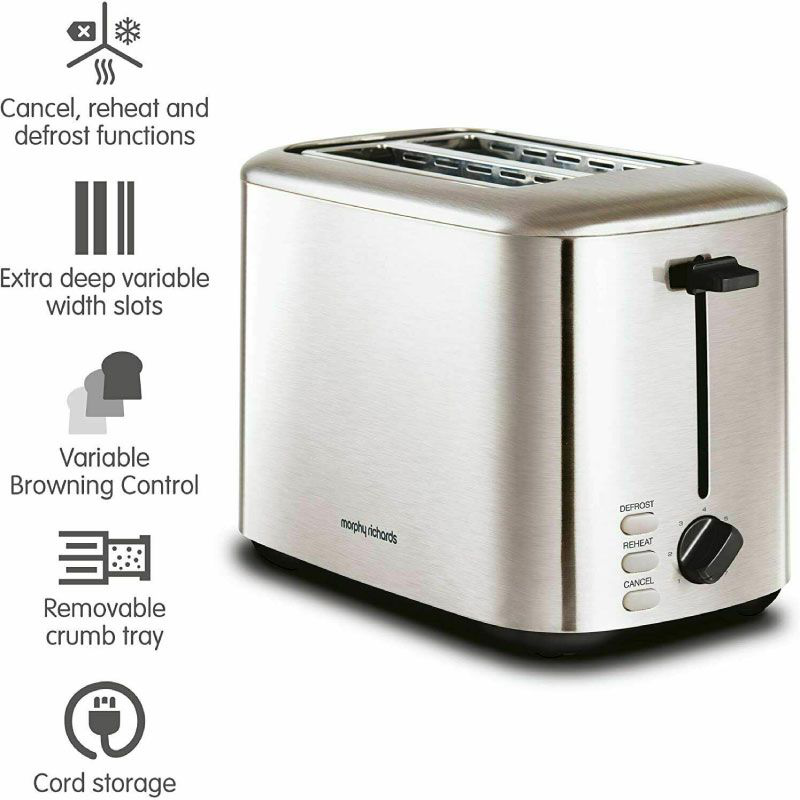 Morphy richards 220067 equip 2 slice toaster 800w brushed stainless steel-null