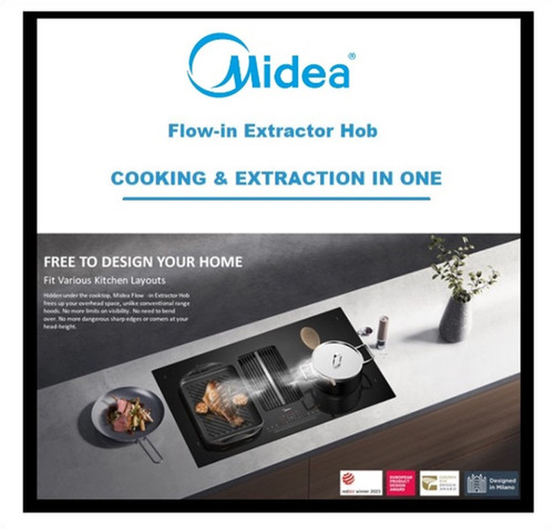 Midea 83c01 induction hob with built-in hood, , medium-null