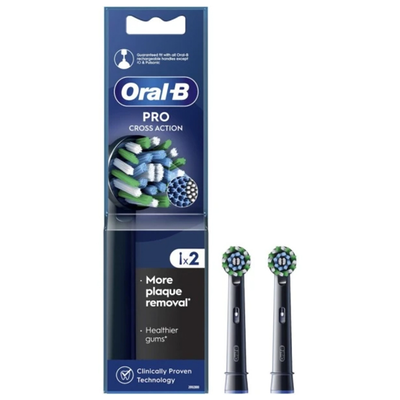 Oral-b cross action black edition replacement heads for electric toothbrush 2pcs, , medium