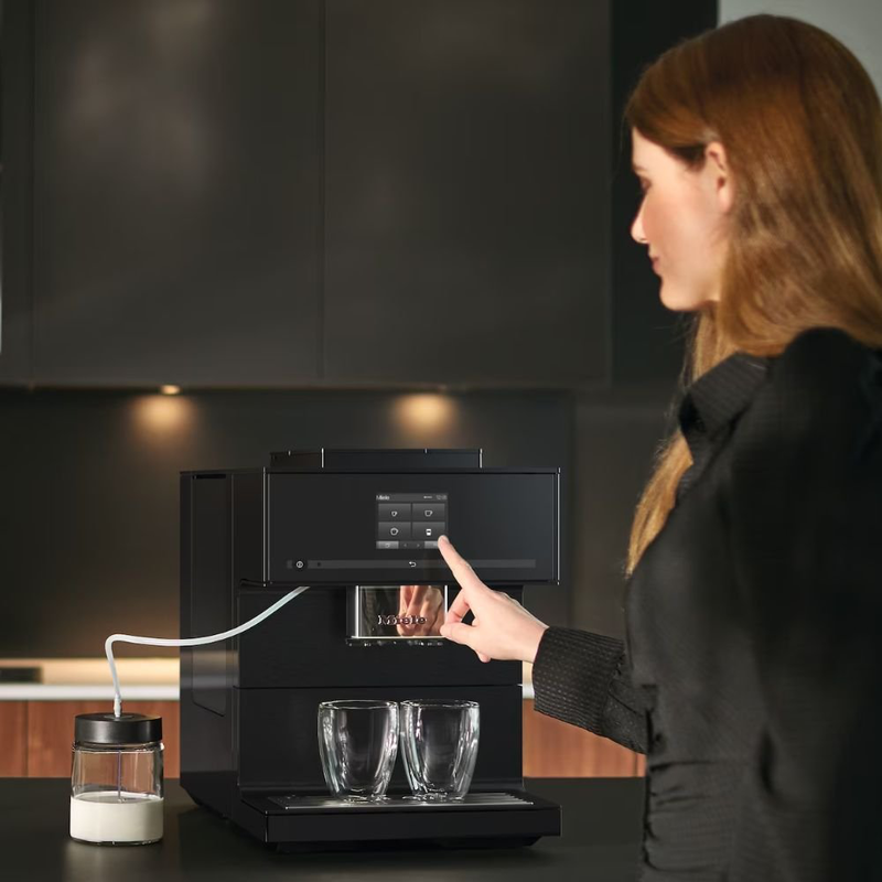 Miele cm 7750 coffeeselect αυτόματη καφετιέρα 1450w 15bar με 3 δοχεία καφέ, autodescale, λειτουργία double shot, cupsensor & πλούσια γκάμα ροφημάτων obsidian black, , medium-null