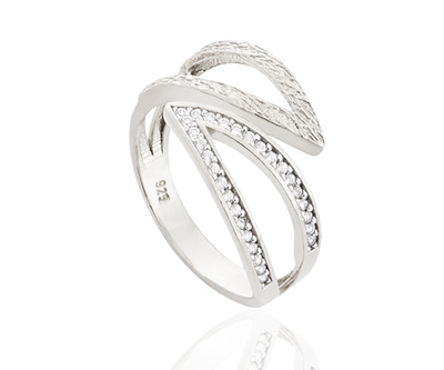 Hestia flame ring, White Zircon, medium