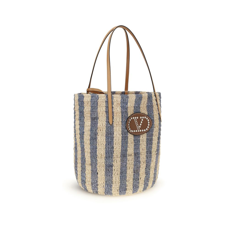 Multicolor raffia backet bag-null
