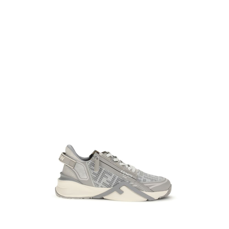 Gray polyester athletic sneakers-null