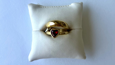 Stainless steel ring - gold colour, , medium