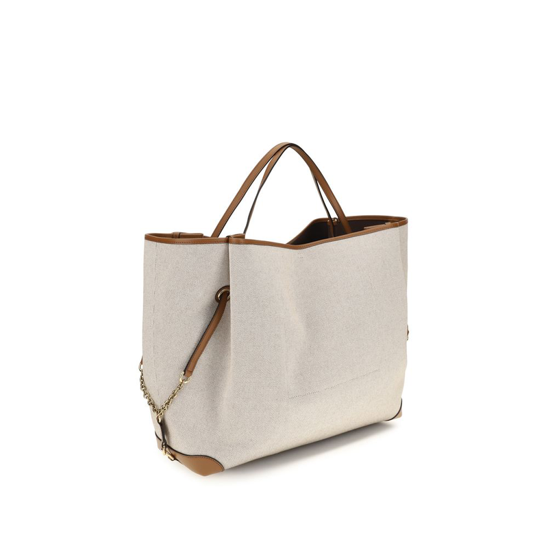 Beige cotton shoulder bag-null
