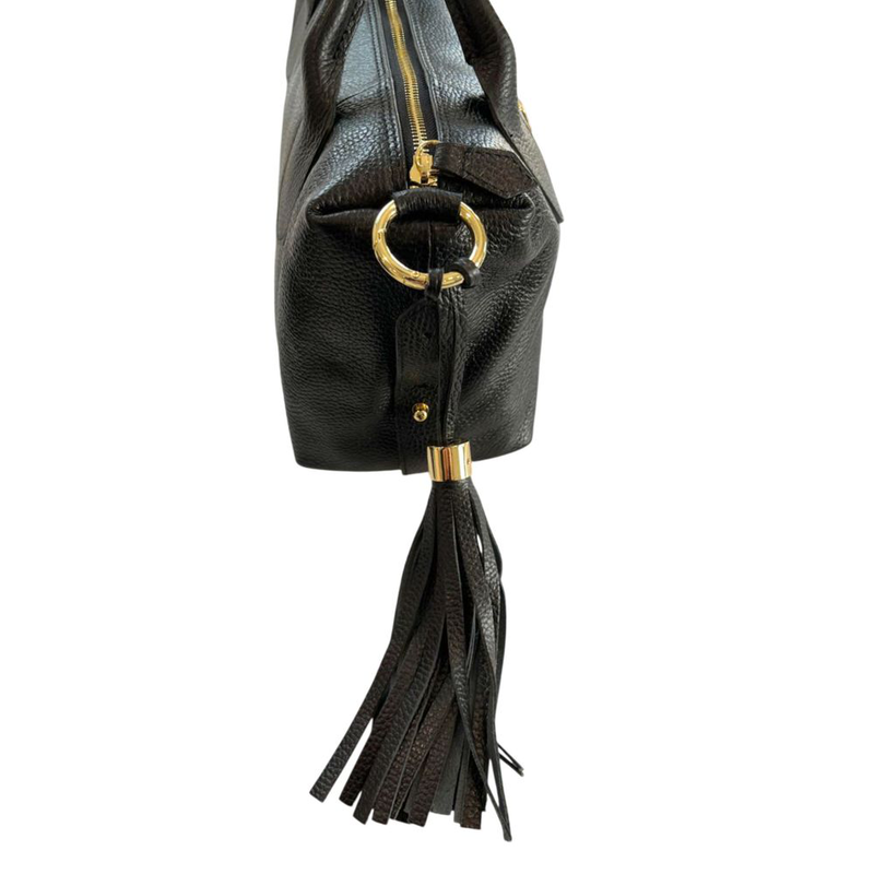 Black leather women handbag-null