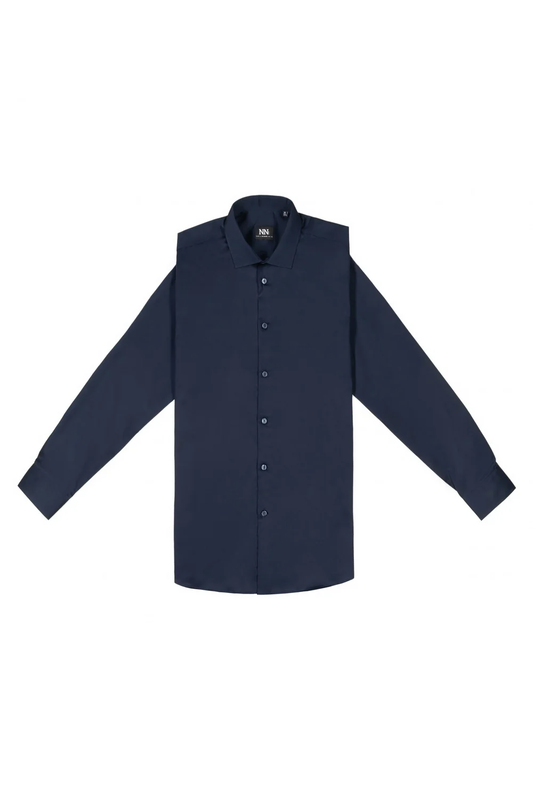 Blue satin cotton shirt-null