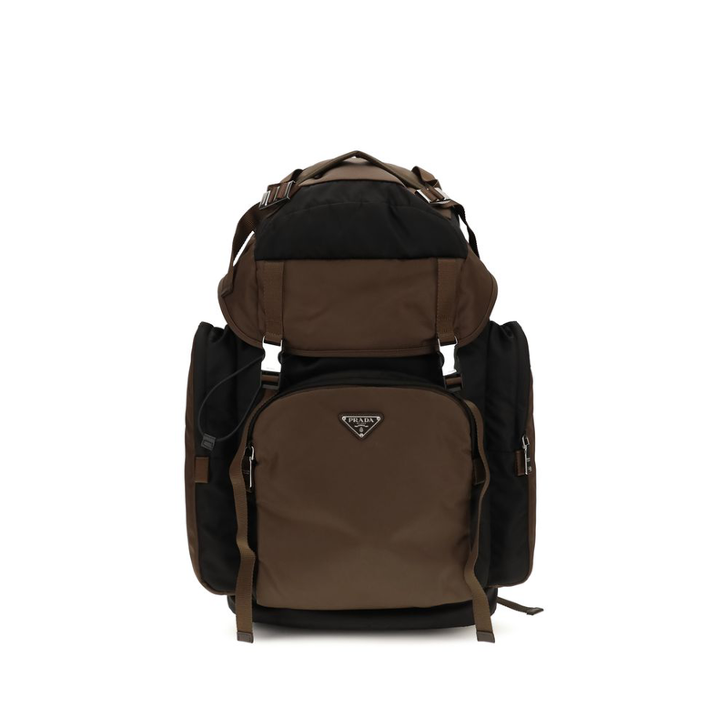 Brown recycled polyamide backpack-null