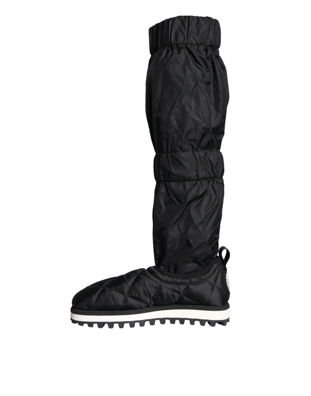 Black quilted high top boots sneakers shoes-null
