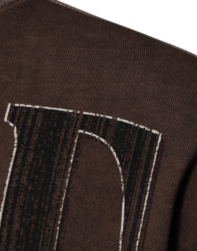 Brown logo print crew neck pullover sweater-null