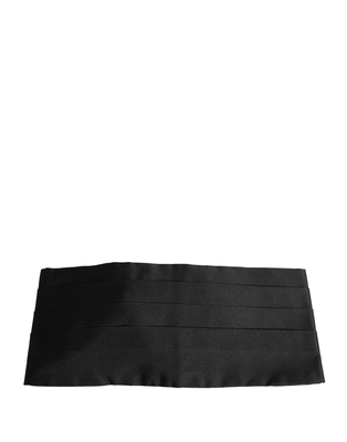 Black 100% silk wide belt waist cummerbund, Black, medium