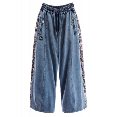 Mwm teddy print denim pants, Denim, medium