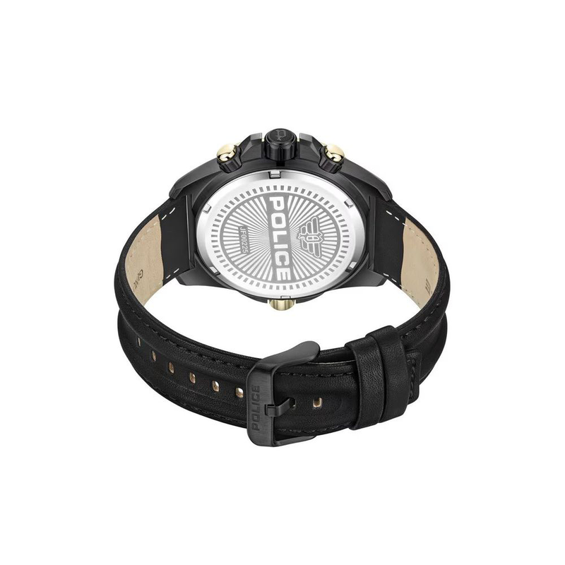 Black artificial leather dress watch-null