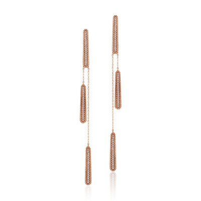 Concordia chain earrings, White Zircon, medium