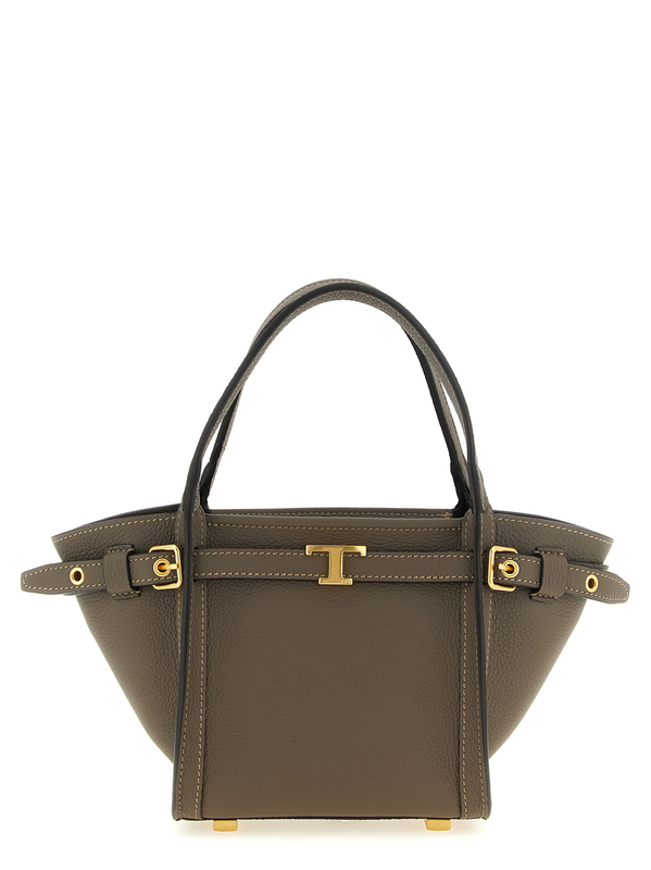Gray calfskin tote bag-null