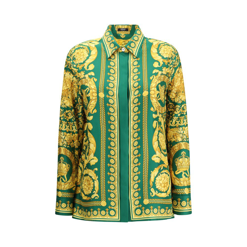 Bicolor silk pattern shirt-null