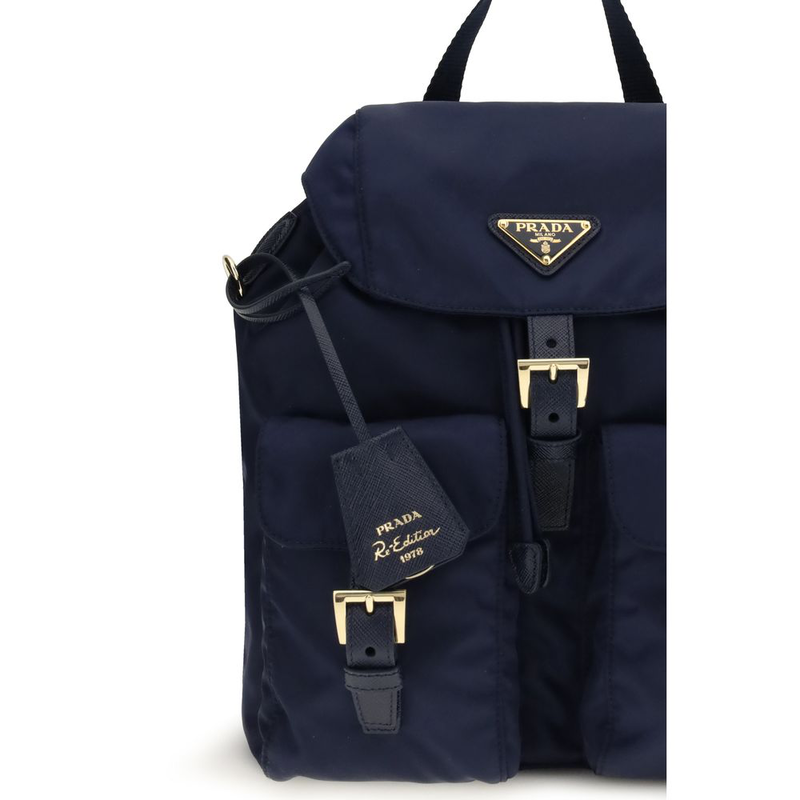 Black nylon backpack-null