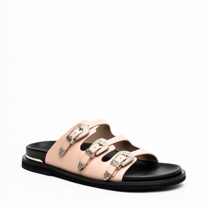 Nazeli premium triple buckle flat sandals-null