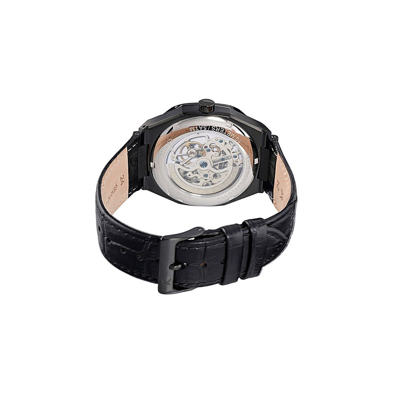 Black leather dress watch-null