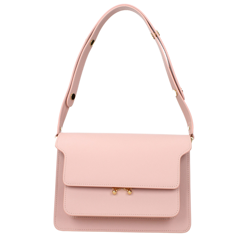 Pink leather shoulder bag-null