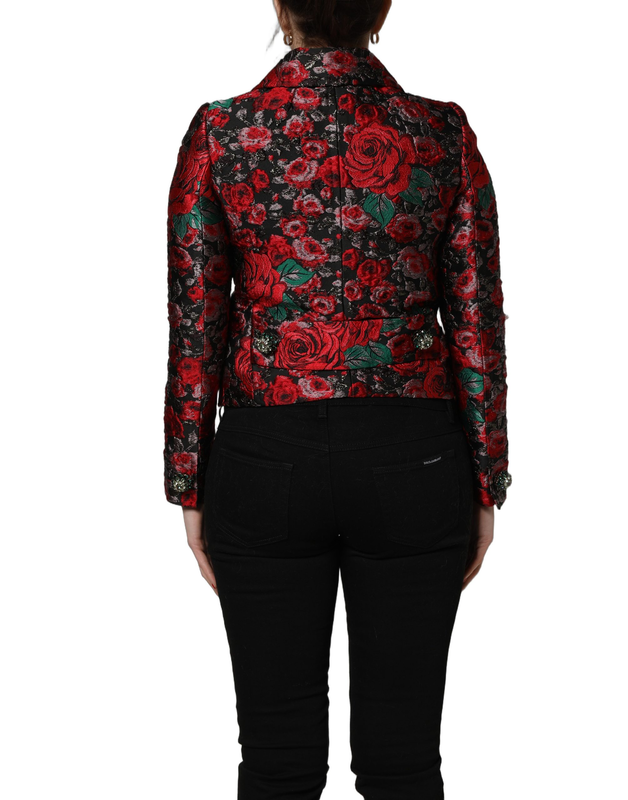 Multicolor floral brocade buttonblazer jacket-null