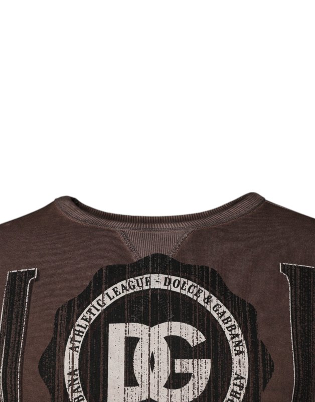 Brown logo print crew neck pullover sweater-null