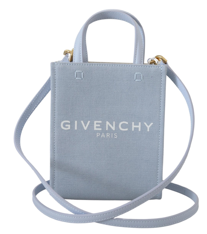 Blue coated canvas vertical cloud mini shoulder bag-null