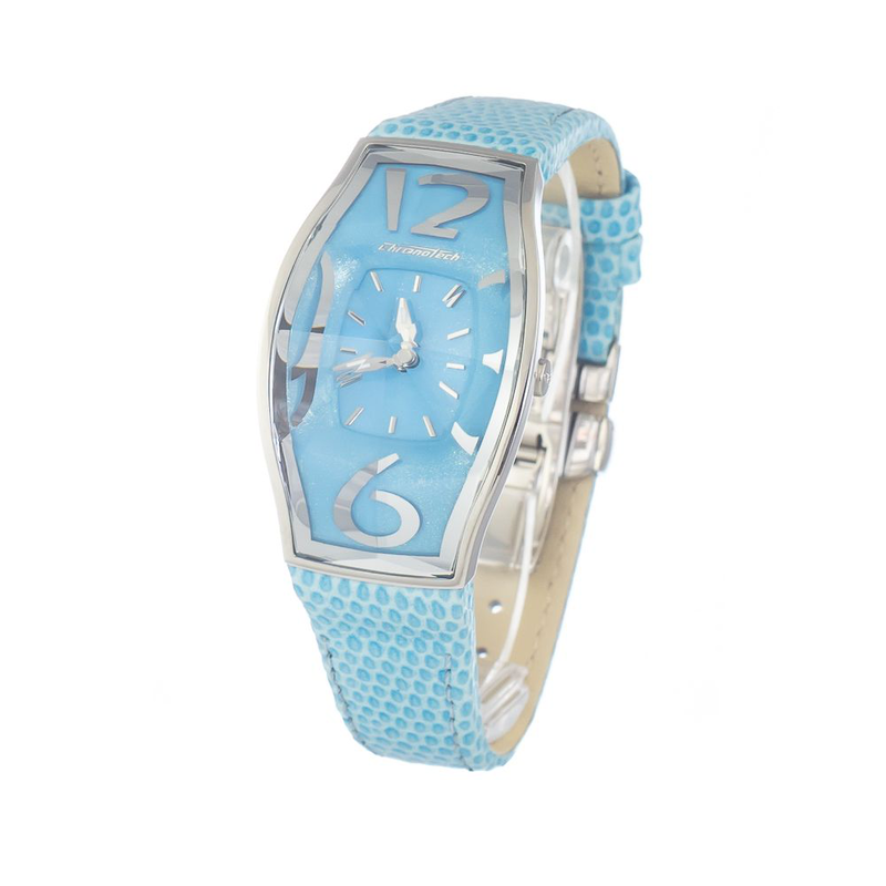 Blue leather dress watch-null