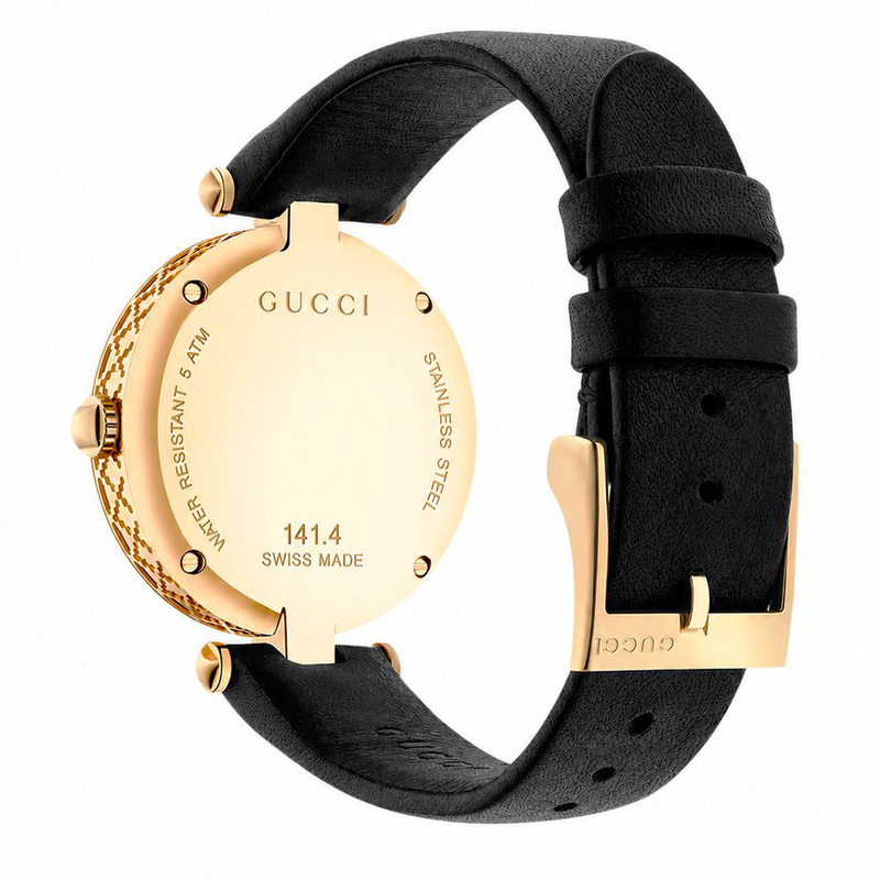 Black leather dress watch-null
