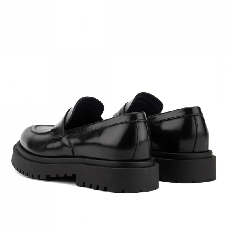 Leather track sole loafers-null