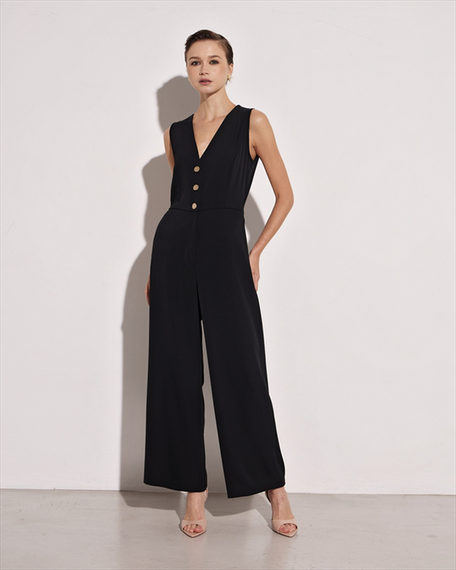 Jumpsuit sleeveless buttons image number null