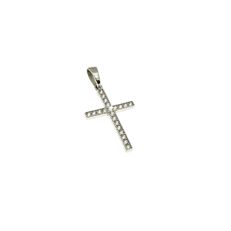Product image: 18ct white gold cross with zircons - 40 cm-null