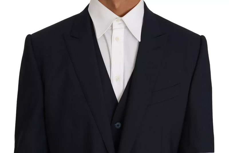 Blue wool martini blazer vest 2 piece-null