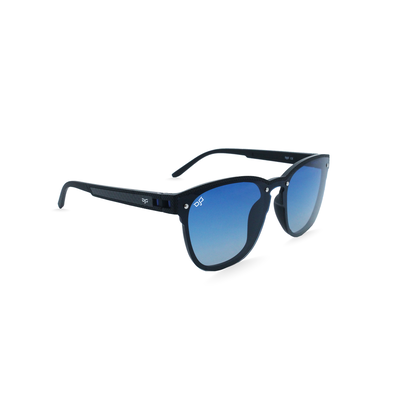 OJO sunglasses everyday black frame and temples with carbon fiber and polarised blue gradient lenses, , medium
