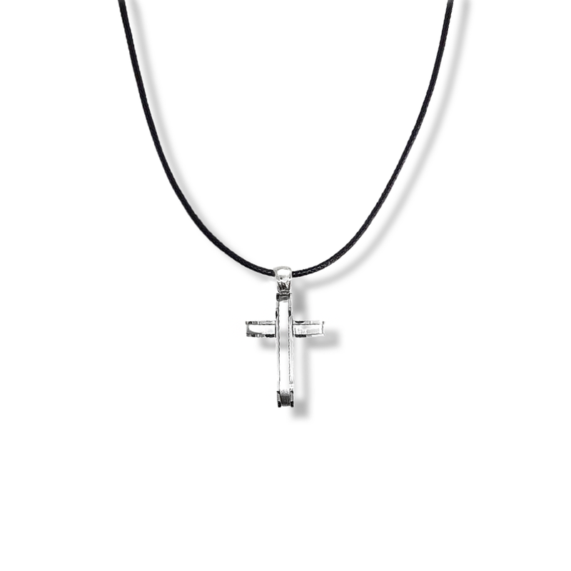 Necklace cross - stainless steel - rope stainless steel-null