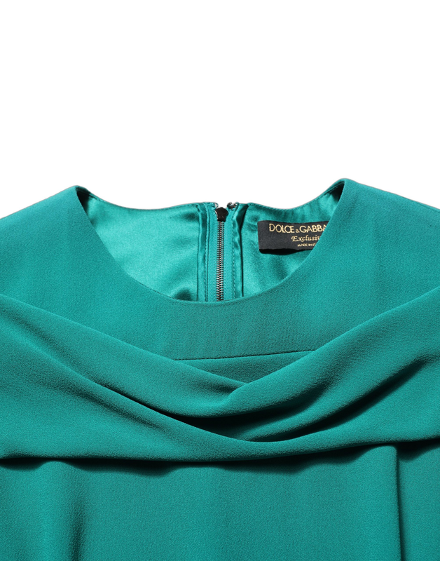 Green round neck long sleeves gown dress-null