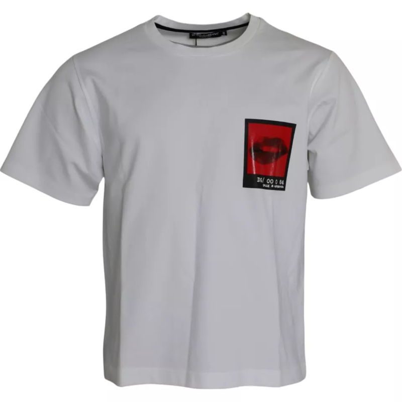 White red lips print cotton men t-shirt-null