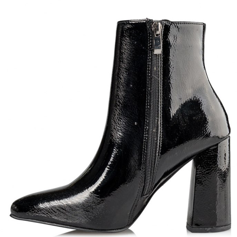 Miss nv zip up shiny booties - black-null