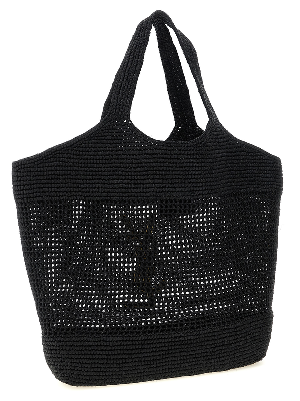 Black raffia tote bag-null