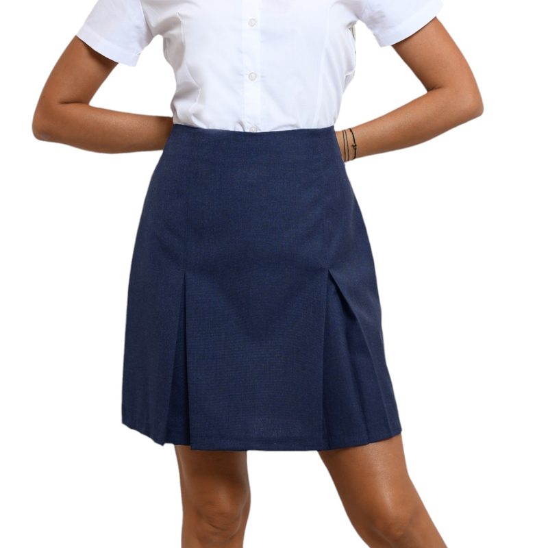 High school skirt with two pleats #17666-null