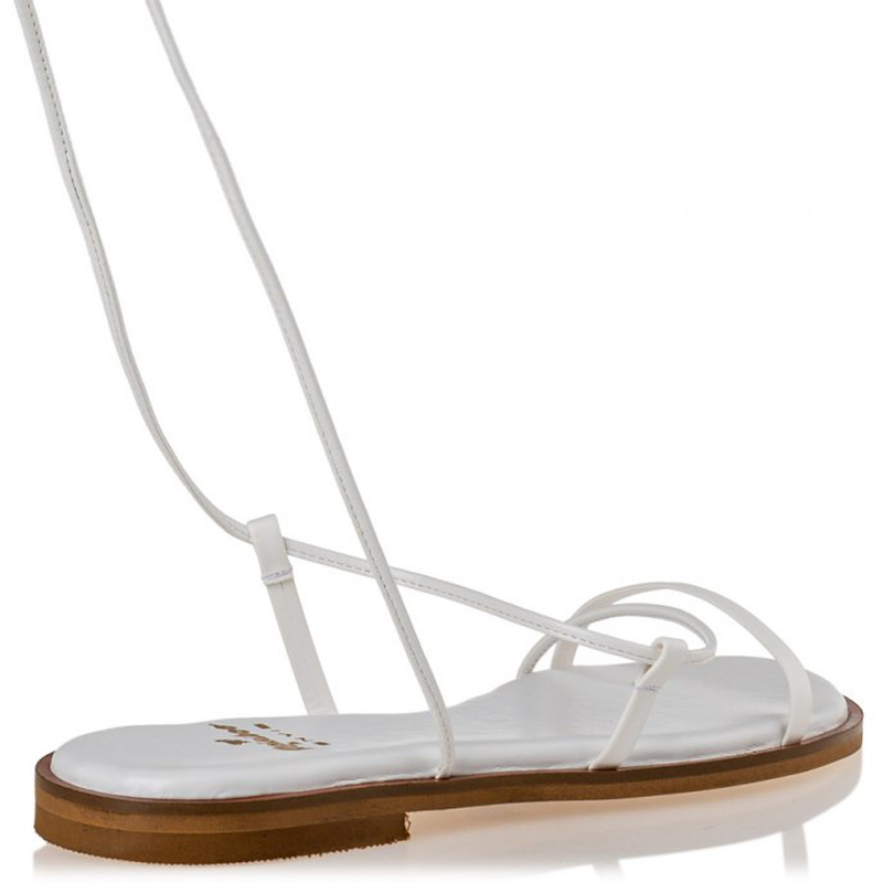 Flat wired sandals designed by mairiboo,  white-null