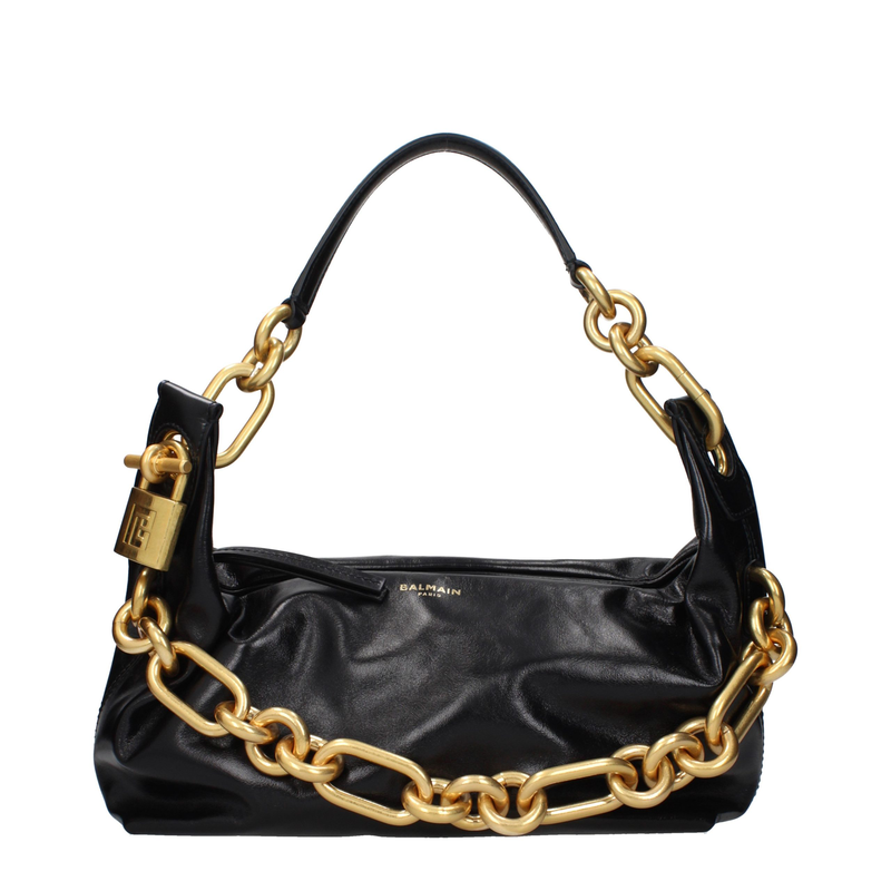 Black leather shoulder bag-null