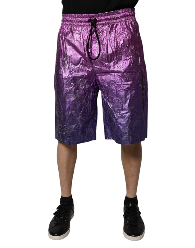 Metallic pink purple two tone bermuda shorts-null